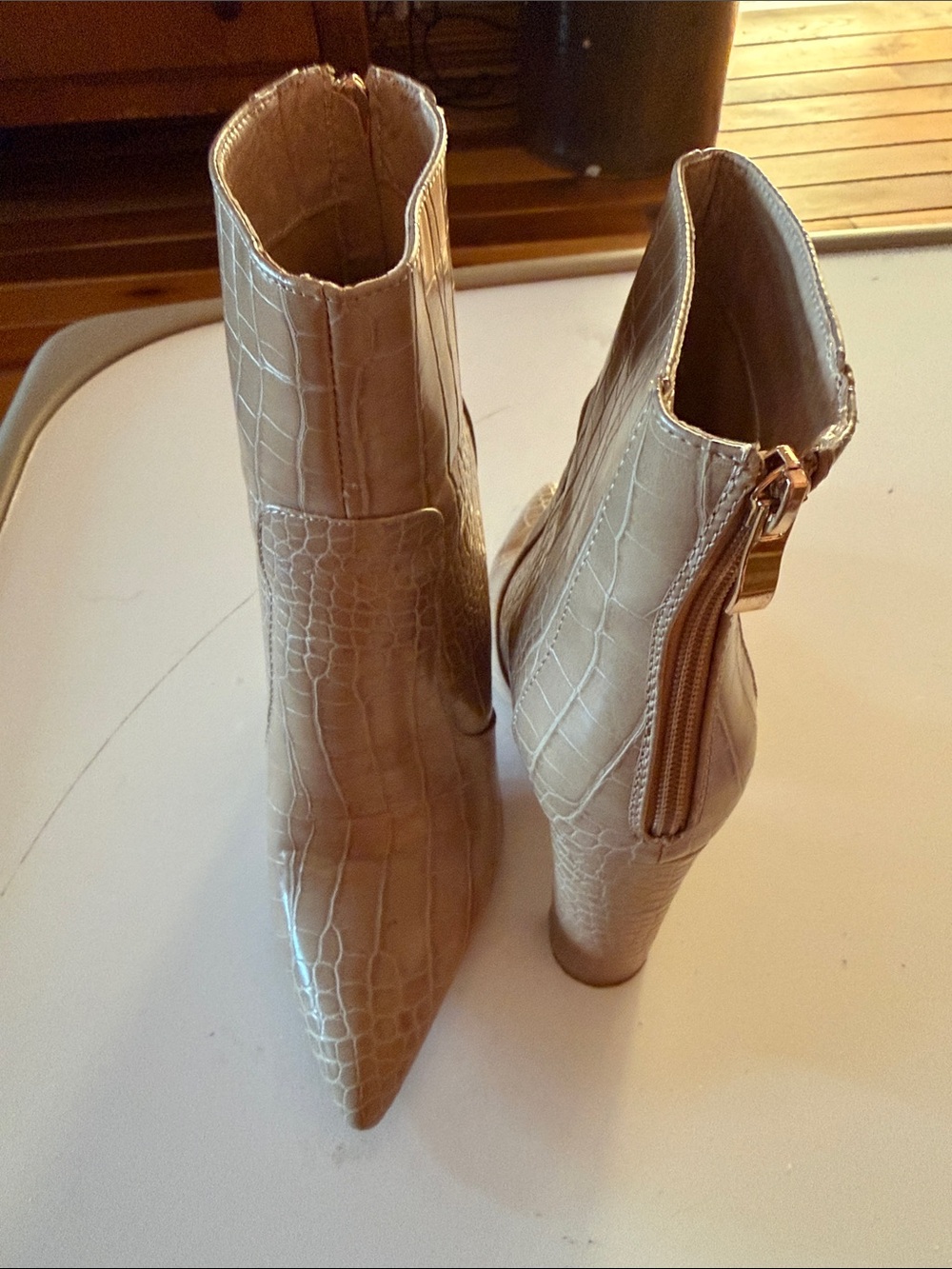 Bilinni Kourt Ankle Boots in nude croc finish.  Good condition.  Size 8.